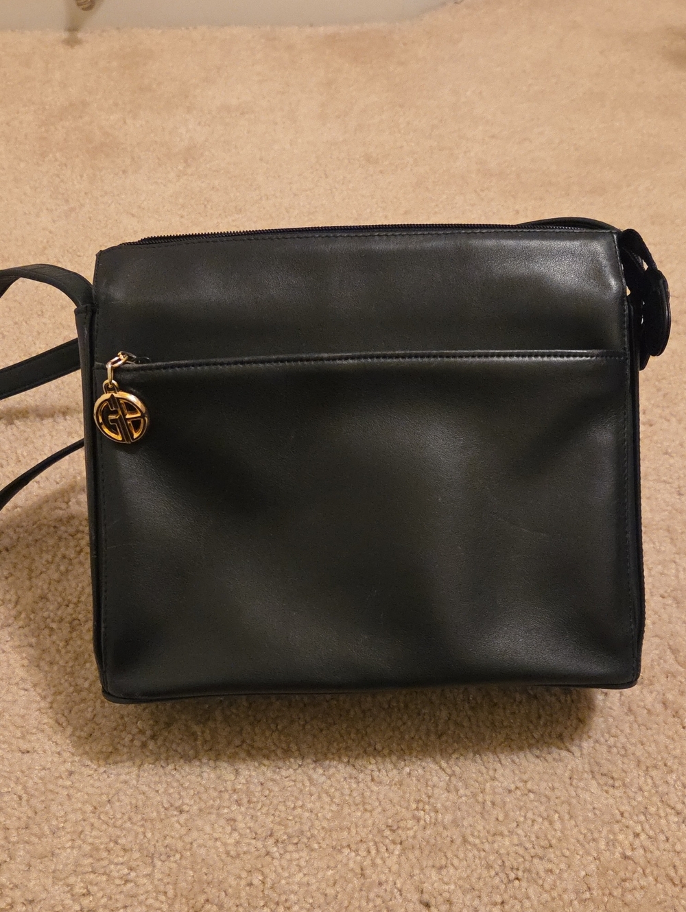 Giani Bernini Black Crossbody Bag with Gold Logo Charm